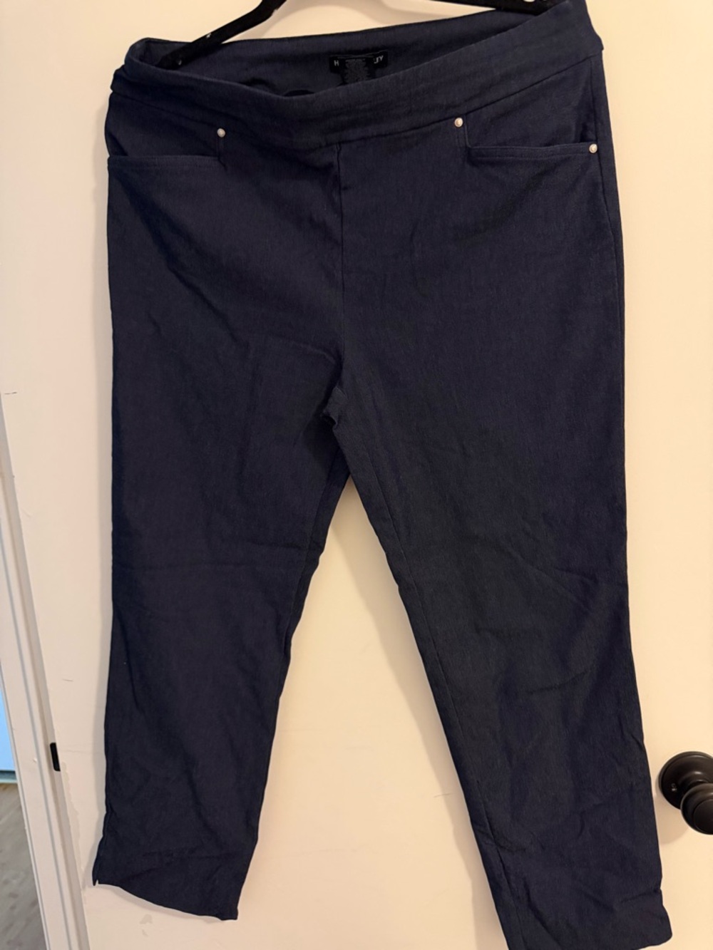 Navy Stretch Pull-On Ankle Pants